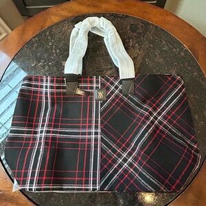 Victoria's Secret Black and Red Plaid Tote